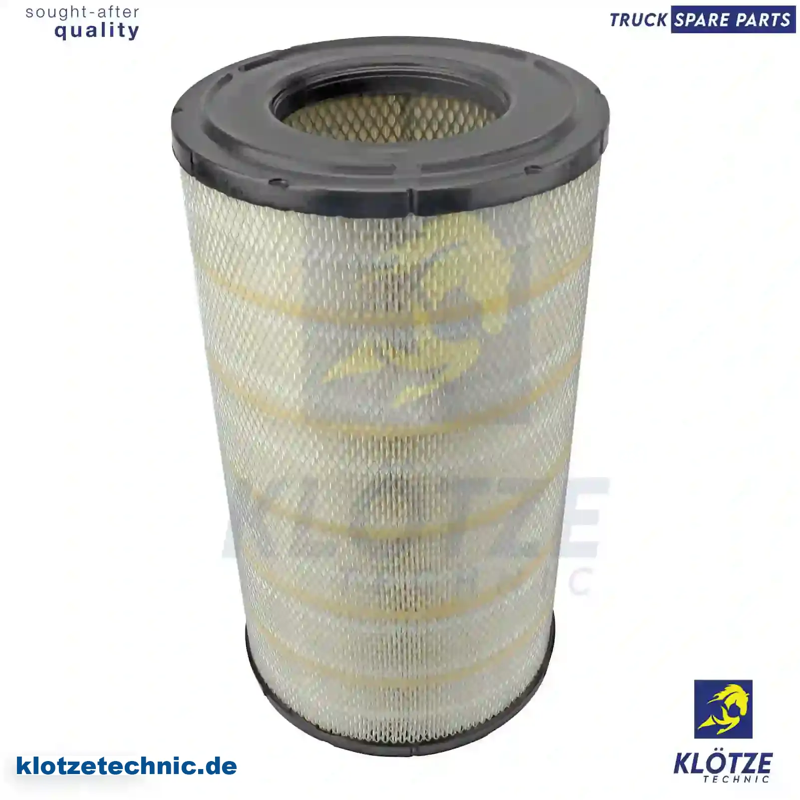 Air filter, flame retardant, 1353115, 1500399, 1529631, 1664524, 5021149061, 7424993465, D1664524, ZG00880-0008 || Klötze Technic Automotive Air Brake Systems