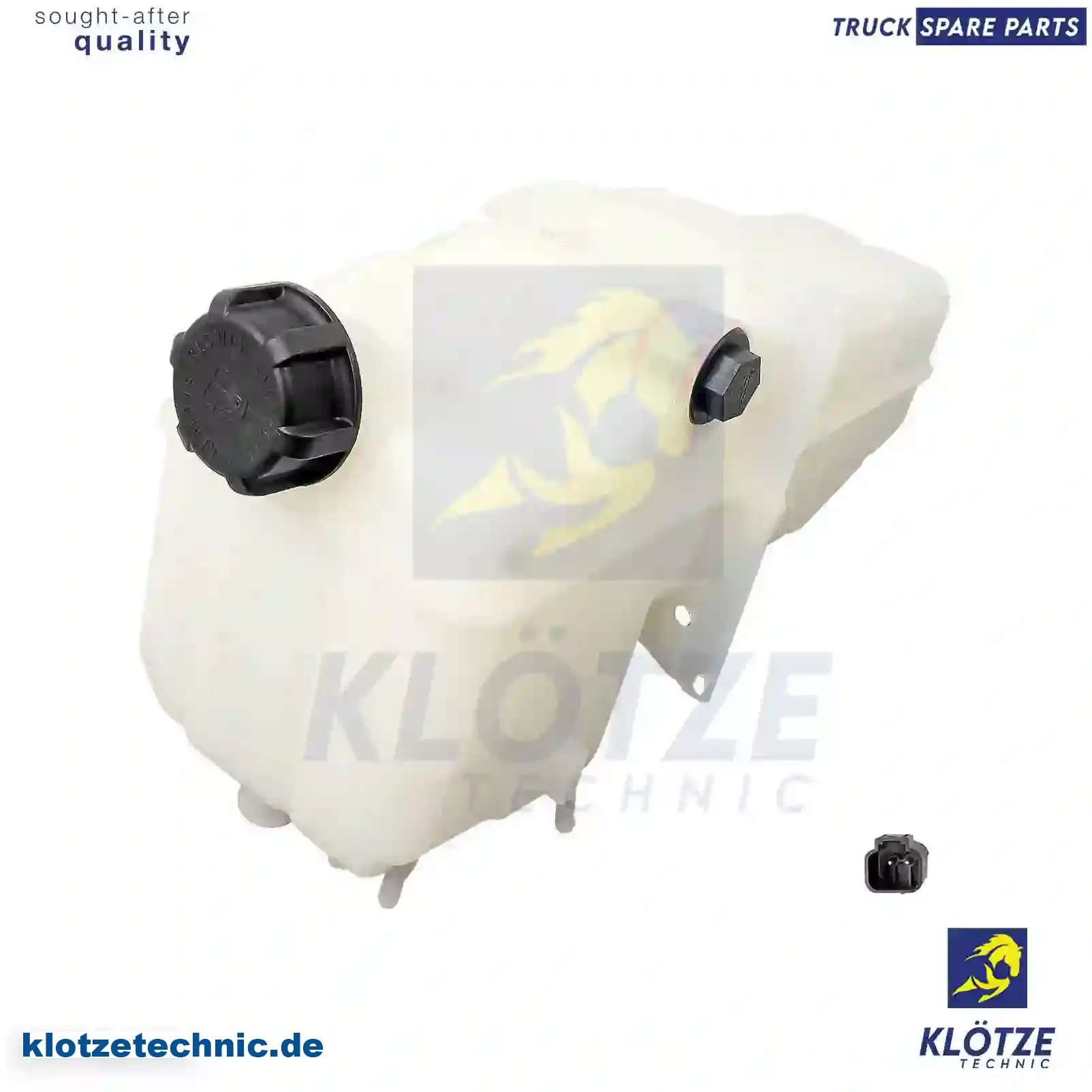 Expansion tank, 1370707, 1385966, 1421090, 1482688, 1492421, 1511775, 1765735, 1855164, 1894478, 2401668, ZG00346-0008 || Klötze Technic Spare Part | Engine, Accelerator Pedal, Camshaft, Connecting Rod, Crankcase, Crankshaft, Cylinder Head, Engine Suspension Mountings, Exhaust Manifold, Exhaust Gas Recirculation, Filter Kits, Flywheel Housing, General Overhaul Kits, Engine, Intake Manifold, Oil Cleaner, Oil Cooler, Oil Filter, Oil Pump, Oil Sump, Piston & Liner, Sensor & Switch, Timing Case, Turbocharger, Cooling System, Belt Tensioner, Coolant Filter, Coolant Pipe, Corrosion Prevention Agent, Drive, Expansion Tank, Fan, Intercooler, Monitors & Gauges, Radiator, Thermostat, V-Belt / Timing belt, Water Pump, Fuel System, Electronical Injector Unit, Feed Pump, Fuel Filter, cpl., Fuel Gauge Sender, Fuel Line, Fuel Pump, Fuel Tank, Injection Line Kit, Injection Pump, Exhaust System, Clutch & Pedal, Gearbox, Propeller Shaft, Axles, Brake System, Hubs & Wheels, Suspension, Leaf Spring, Universal Parts / Accessories, Steering, Electrical System, Cabin