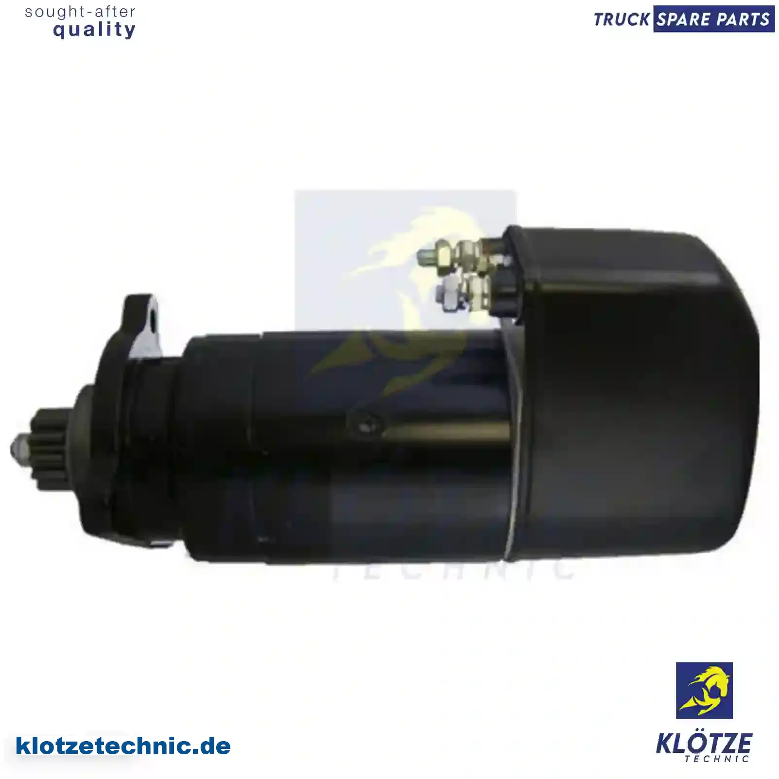 Starter 2T-0797, 3T-2646, 3T-2650, 6N-1886, 3103914, 3675294, 4005889, 4040318, 004780974, 1547049, 20451445, 20536466, 3095060, 3964839, 8112615, 8113165, 8113918, 85000186, 85006186, ZG20933-0008, 2T-0797, 3T-2646, 3T-2650, 6N-1886, 3103914, 3675294, 4005889, 4040318, 004780974, 1547049, 20451445, 20536466, 3095060, 3964839, 8112615, 8113165, 8113918, 85000186, 85006186, ZG20933-0008 || Klötze Technic Spare Part | Engine, Accelerator Pedal, Camshaft, Connecting Rod, Crankcase, Crankshaft, Cylinder Head, Engine Suspension Mountings, Exhaust Manifold, Exhaust Gas Recirculation, Filter Kits, Flywheel Housing, General Overhaul Kits, Engine, Intake Manifold, Oil Cleaner, Oil Cooler, Oil Filter, Oil Pump, Oil Sump, Piston & Liner, Sensor & Switch, Timing Case, Turbocharger, Cooling System, Belt Tensioner, Coolant Filter, Coolant Pipe, Corrosion Prevention Agent, Drive, Expansion Tank, Fan, Intercooler, Monitors & Gauges, Radiator, Thermostat, V-Belt / Timing belt, Water Pump, Fuel System, Electronical Injector Unit, Feed Pump, Fuel Filter, cpl., Fuel Gauge Sender,  Fuel Line, Fuel Pump, Fuel Tank, Injection Line Kit, Injection Pump, Exhaust System, Clutch & Pedal, Gearbox, Propeller Shaft, Axles, Brake System, Hubs & Wheels, Suspension, Leaf Spring, Universal Parts / Accessories, Steering, Electrical System, Cabin