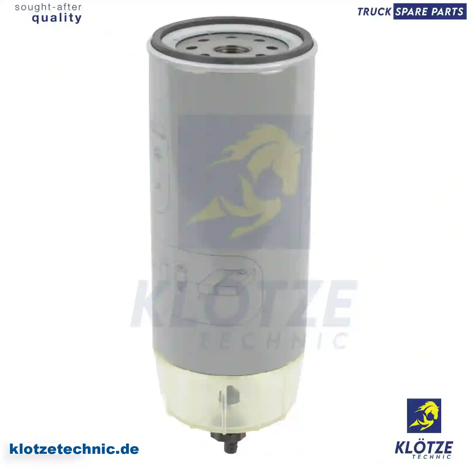 Fuel filter, water separator, 0004771702S1, , || Klötze Technic Spare Part | Engine, Accelerator Pedal, Camshaft, Connecting Rod, Crankcase, Crankshaft, Cylinder Head, Engine Suspension Mountings, Exhaust Manifold, Exhaust Gas Recirculation, Filter Kits, Flywheel Housing, General Overhaul Kits, Engine, Intake Manifold, Oil Cleaner, Oil Cooler, Oil Filter, Oil Pump, Oil Sump, Piston & Liner, Sensor & Switch, Timing Case, Turbocharger, Cooling System, Belt Tensioner, Coolant Filter, Coolant Pipe, Corrosion Prevention Agent, Drive, Expansion Tank, Fan, Intercooler, Monitors & Gauges, Radiator, Thermostat, V-Belt / Timing belt, Water Pump, Fuel System, Electronical Injector Unit, Feed Pump, Fuel Filter, cpl., Fuel Gauge Sender,  Fuel Line, Fuel Pump, Fuel Tank, Injection Line Kit, Injection Pump, Exhaust System, Clutch & Pedal, Gearbox, Propeller Shaft, Axles, Brake System, Hubs & Wheels, Suspension, Leaf Spring, Universal Parts / Accessories, Steering, Electrical System, Cabin