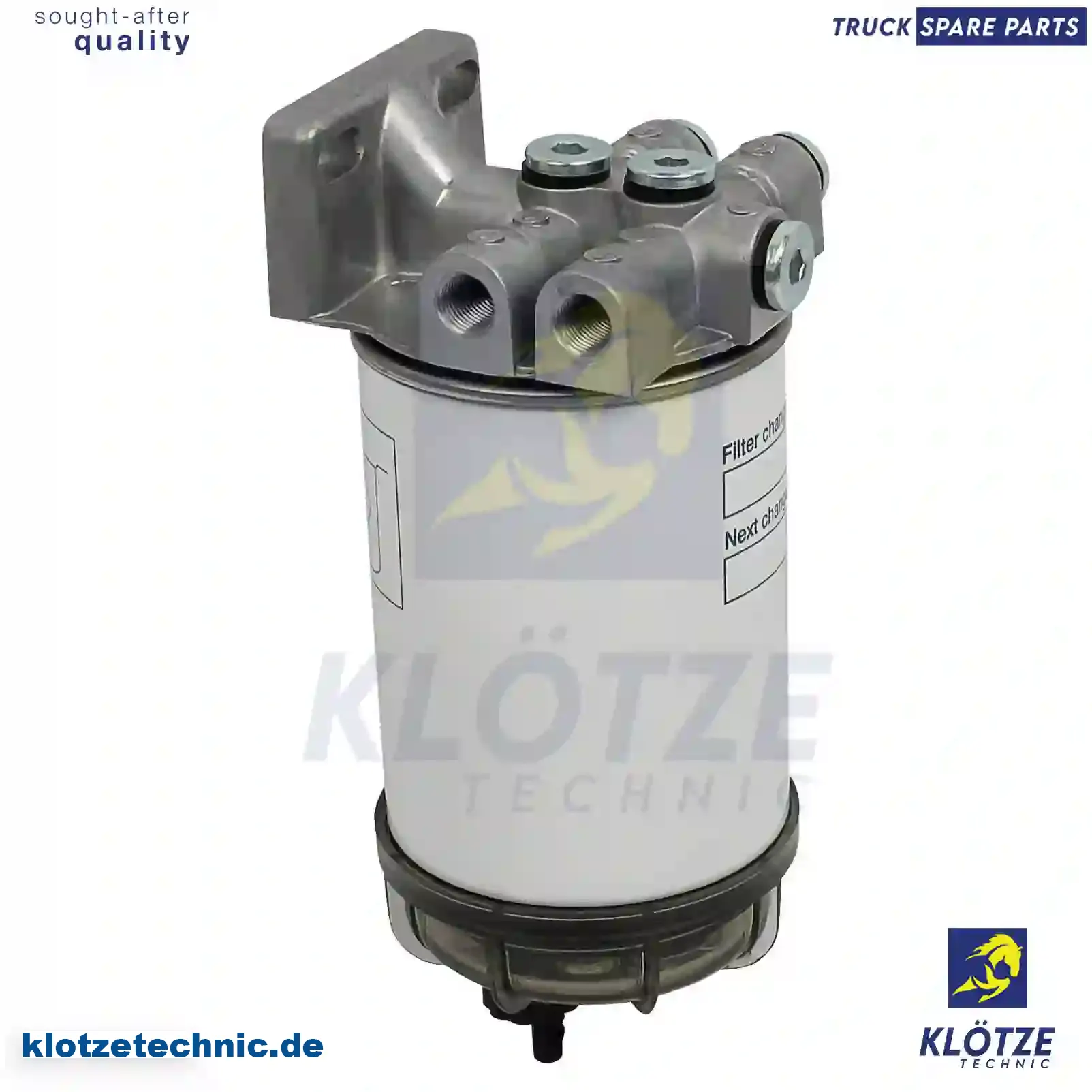 Fuel filter, water separator, complete, 8159966, ZG10170-0008 || Klötze Technic Spare Part | Engine, Accelerator Pedal, Camshaft, Connecting Rod, Crankcase, Crankshaft, Cylinder Head, Engine Suspension Mountings, Exhaust Manifold, Exhaust Gas Recirculation, Filter Kits, Flywheel Housing, General Overhaul Kits, Engine, Intake Manifold, Oil Cleaner, Oil Cooler, Oil Filter, Oil Pump, Oil Sump, Piston & Liner, Sensor & Switch, Timing Case, Turbocharger, Cooling System, Belt Tensioner, Coolant Filter, Coolant Pipe, Corrosion Prevention Agent, Drive, Expansion Tank, Fan, Intercooler, Monitors & Gauges, Radiator, Thermostat, V-Belt / Timing belt, Water Pump, Fuel System, Electronical Injector Unit, Feed Pump, Fuel Filter, cpl., Fuel Gauge Sender,  Fuel Line, Fuel Pump, Fuel Tank, Injection Line Kit, Injection Pump, Exhaust System, Clutch & Pedal, Gearbox, Propeller Shaft, Axles, Brake System, Hubs & Wheels, Suspension, Leaf Spring, Universal Parts / Accessories, Steering, Electrical System, Cabin