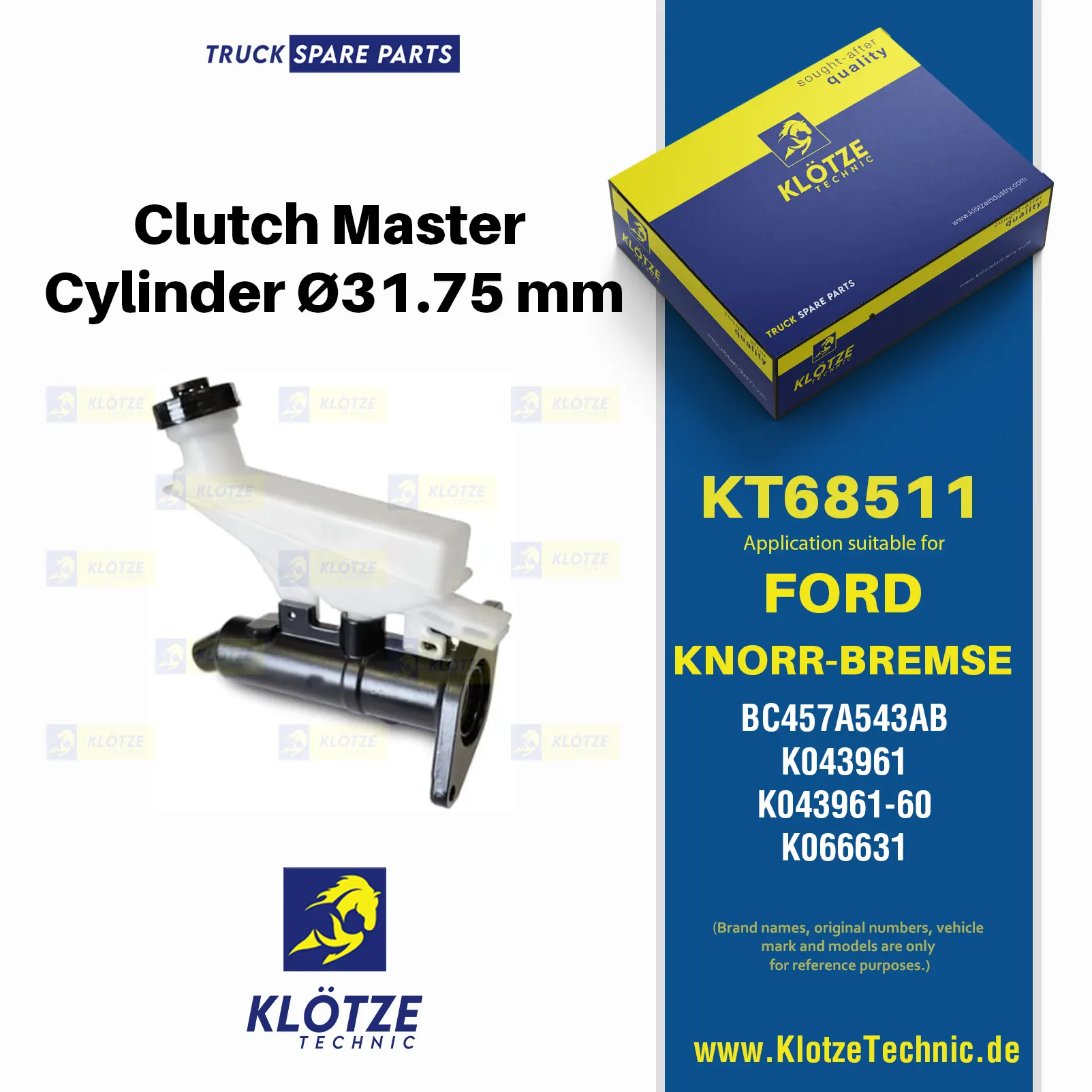 Clutch Master Cylinder Ø31.75 mm,  || Klötze Technic Automotive Air Brake Systems